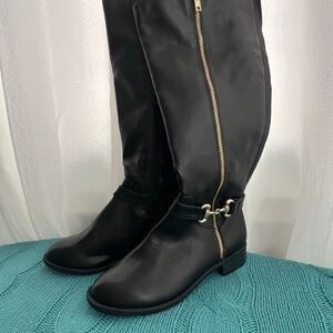 Thalia Sodi Womens Faux Leather Vigi Wide-Calf Riding Boots Black Size 6 NWOT